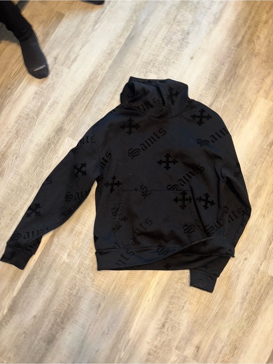 Other - Black Men's Hoodie with All-Over Saints Pattern